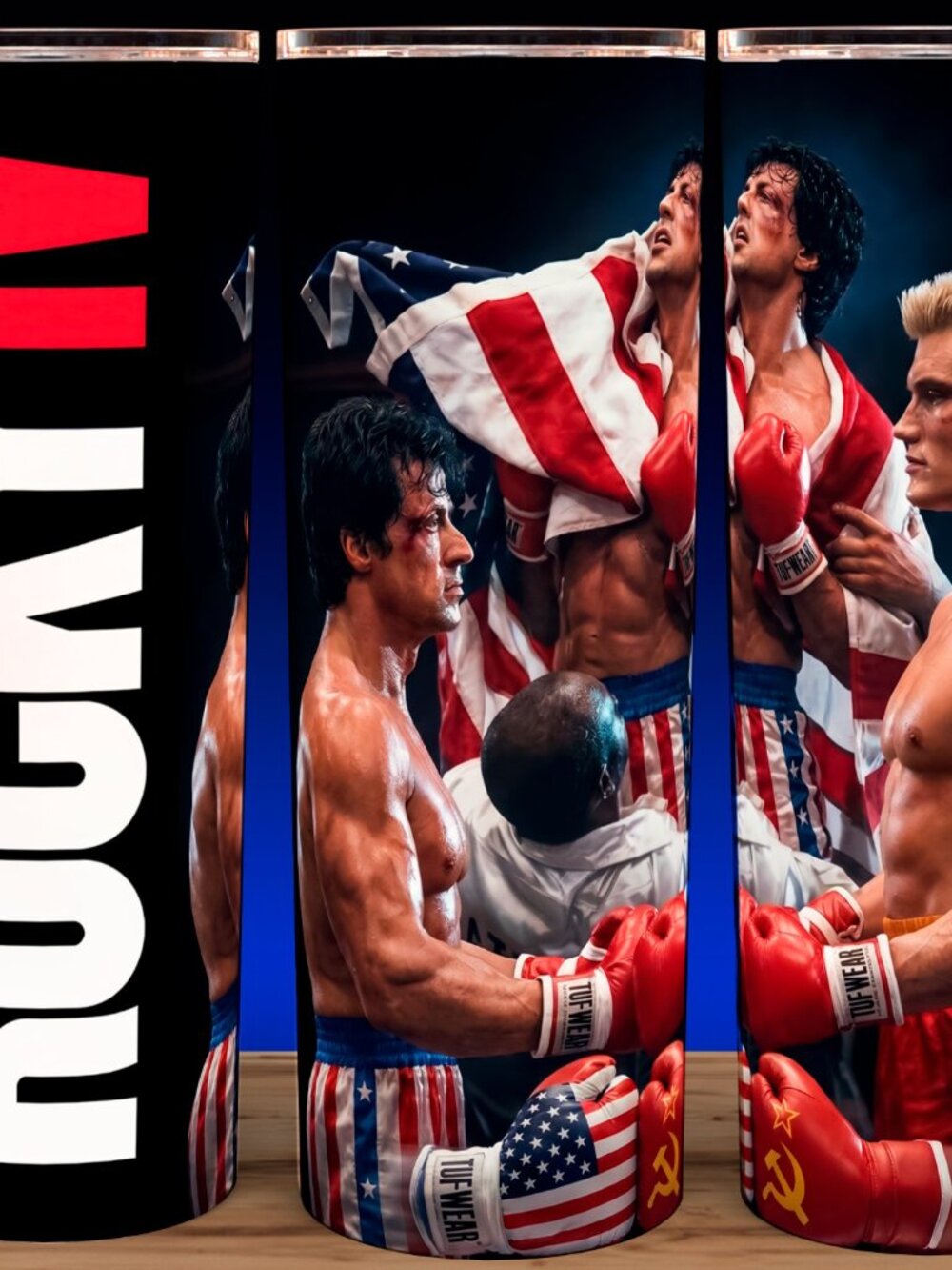 Rocky 4 Sylvester Stallone and Dolph Lundgren Boxing Movie Cup Mug Tumbler 20oz